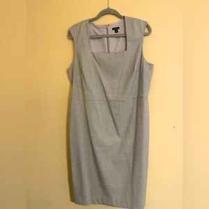 Ann Taylor Square Neck Light Grey Sheath Dress Size 14